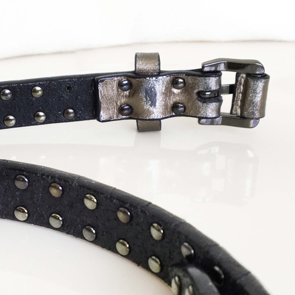 BURBERRY Metallic Studded Skinny Leather Belt - Picture 6 of 11